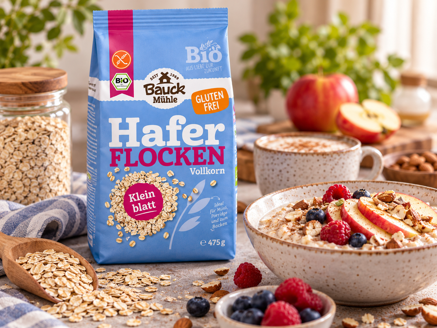 Ovesné vločky bezlepkové, jemné, BIO, bez GMO, konzervantů a přísad, 475 g, eshop.celiakarna.cz